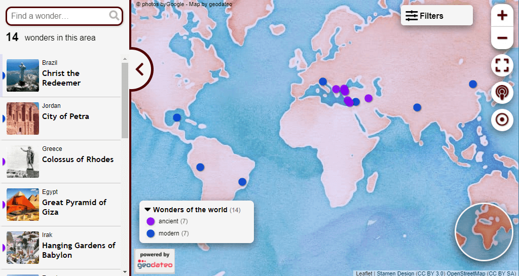 Wonders of the World map