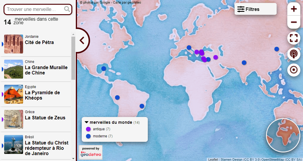 Carte merveilles du monde