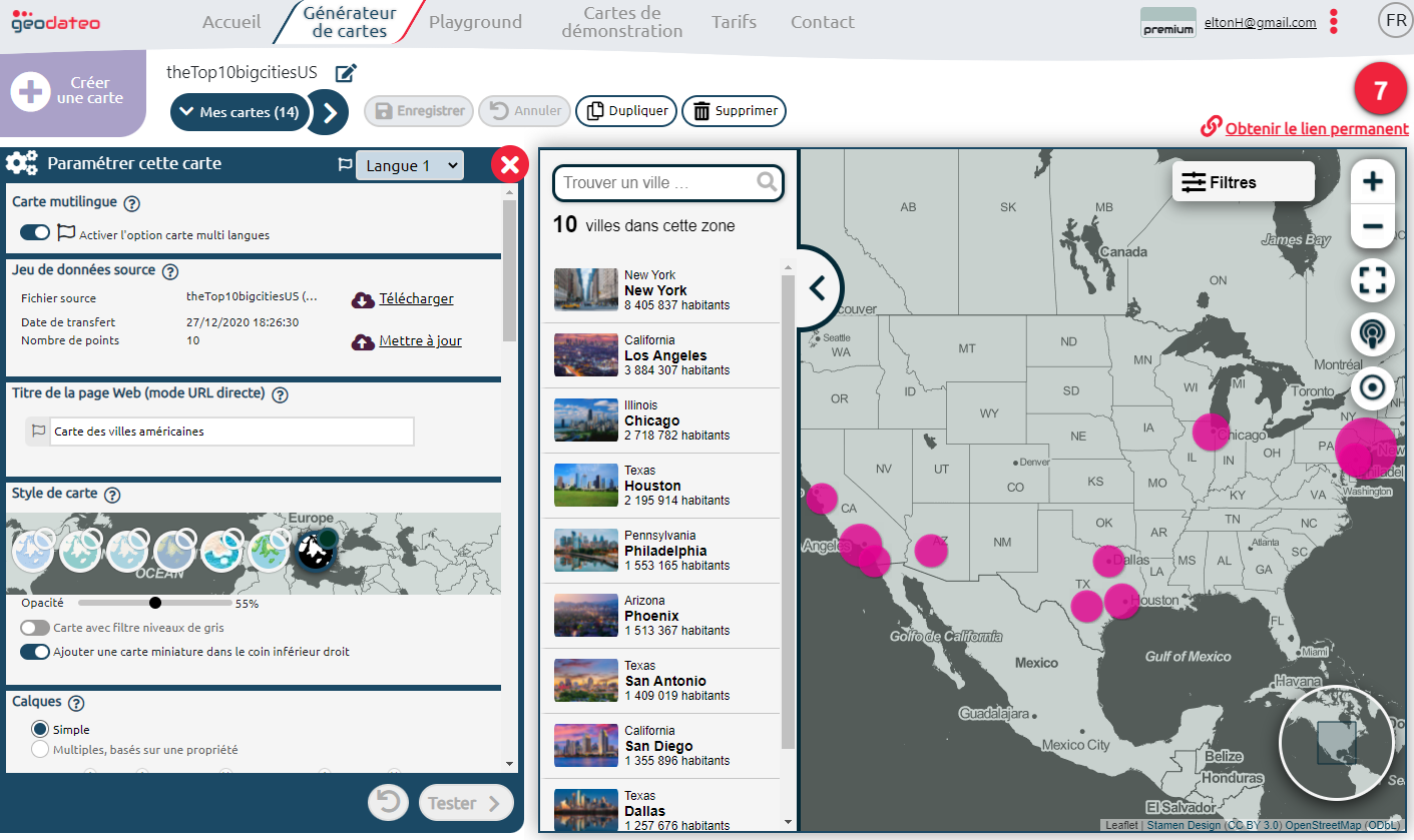 geodateo - des cartes interactives personnalisées