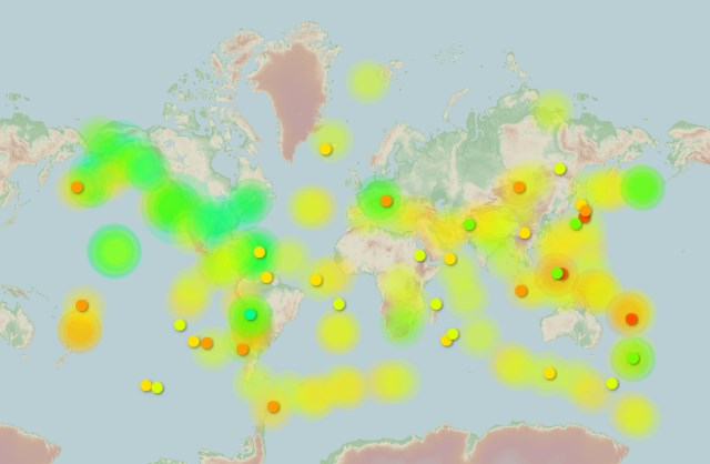 Map of latest earthquakes