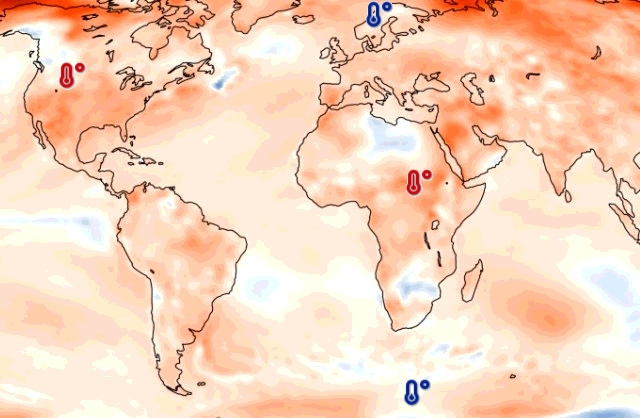 Worldwide temperature records